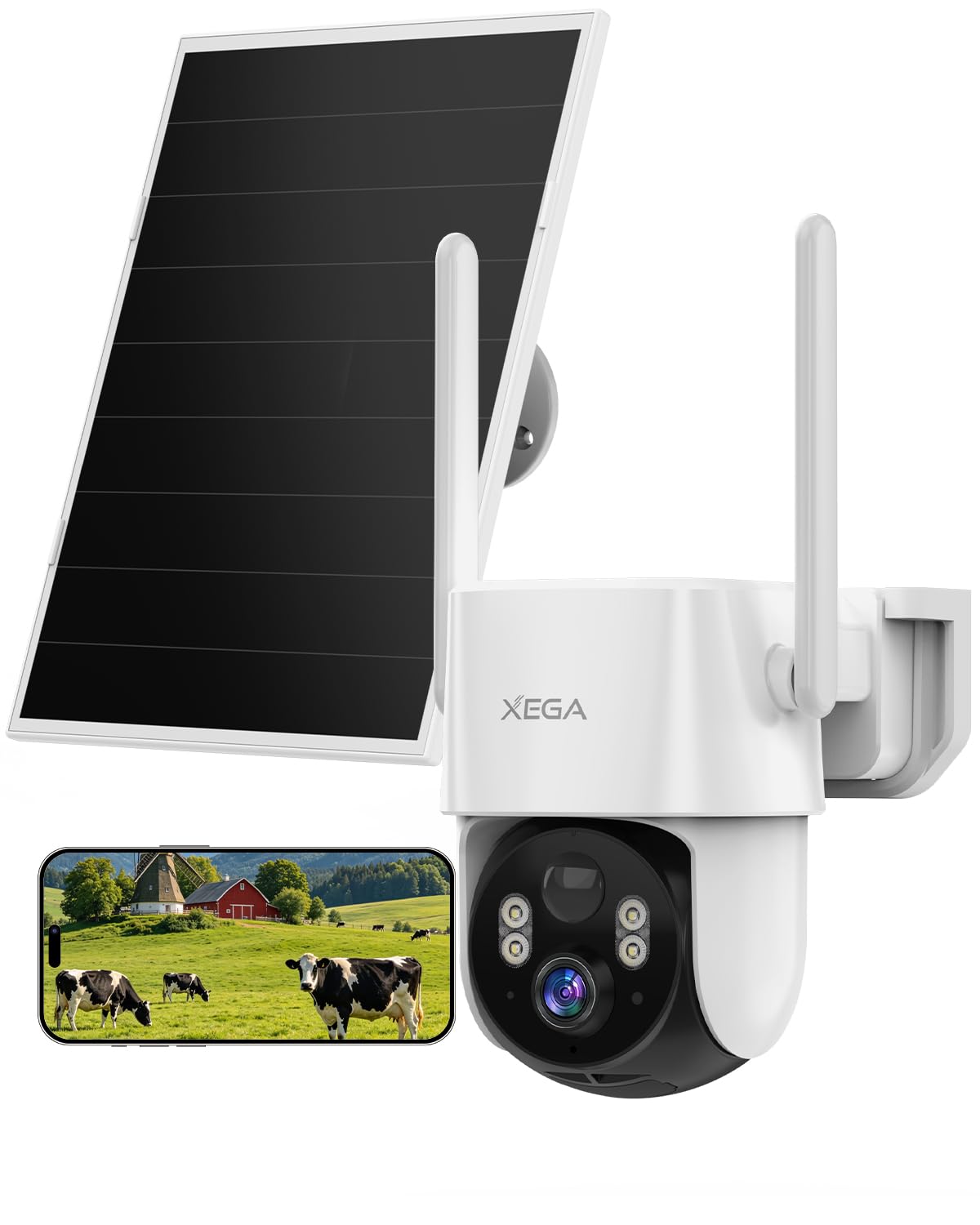Xega Caméra 4G Solaire AOV 24/7 2K avec Carte SIM – Sans Wi-Fi