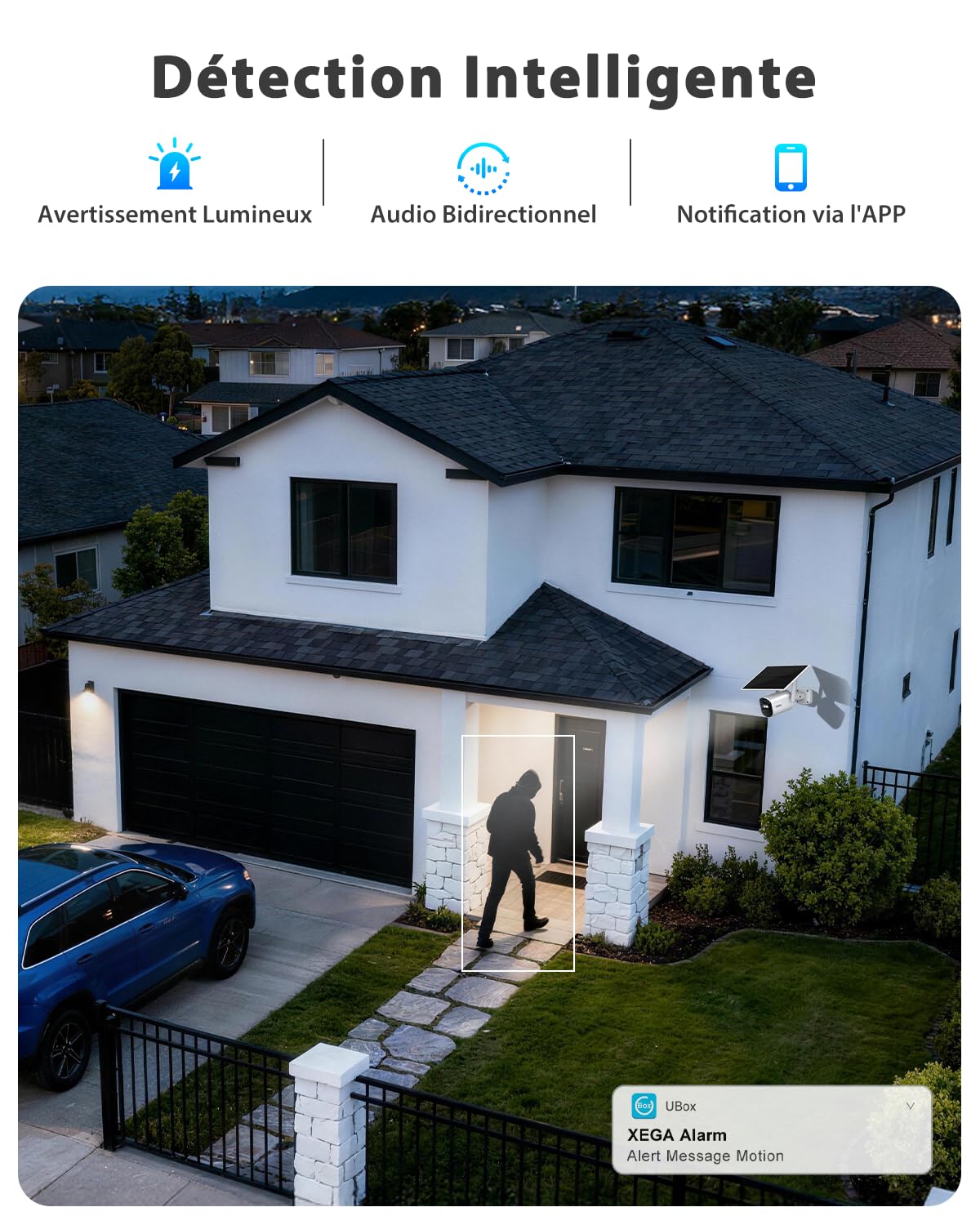 Xega Caméra de Surveillance 4G Solaire 2K avec Carte SIM – Sans Wi‑Fi, Batterie 7 800 mAh