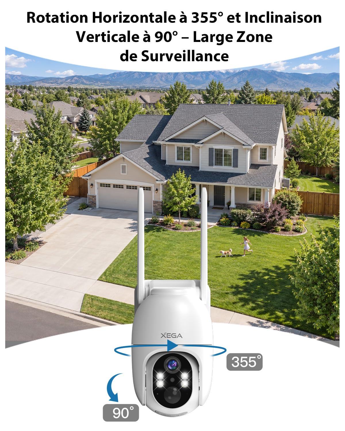 Xega 4G LTE Caméra Surveillance Solaire avec Carte SIM,Enregistrement 24h
