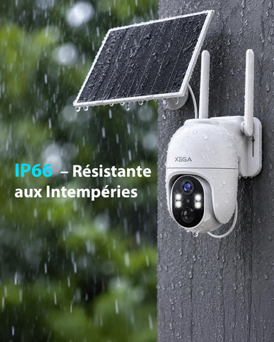 Xega 4G LTE Caméra Surveillance Solaire avec Carte SIM,Enregistrement 24h