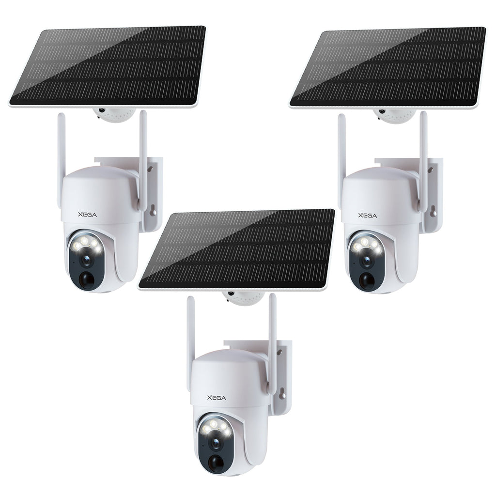 Caméra de sécurité Solaire extérieure sans Fil, caméra de vidéosurveillance PTZ 2K Wi-FI，Vision Nocturne Couleur - fr.xega 