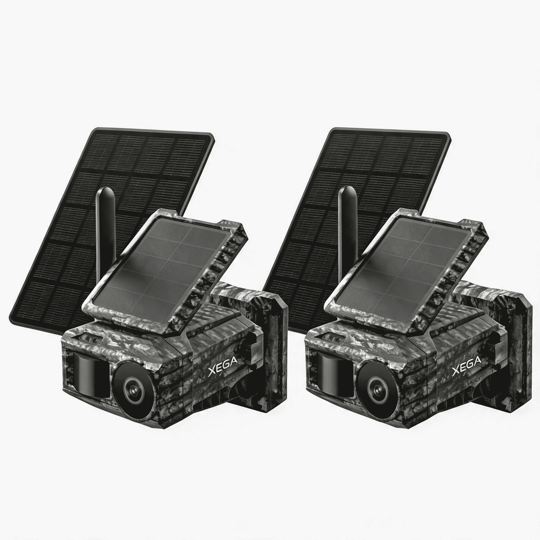 Xega 4G Caméra Solaire avec Carte SIM & 2 Panneaux, Extérieure Camera Chasse 4G sans Fil, Détection de Mouvement, Vision Nocturne sans Lumière