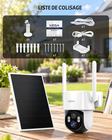 Xega Caméra 4G Solaire AOV 24/7 2K avec Carte SIM – Sans Wi-Fi