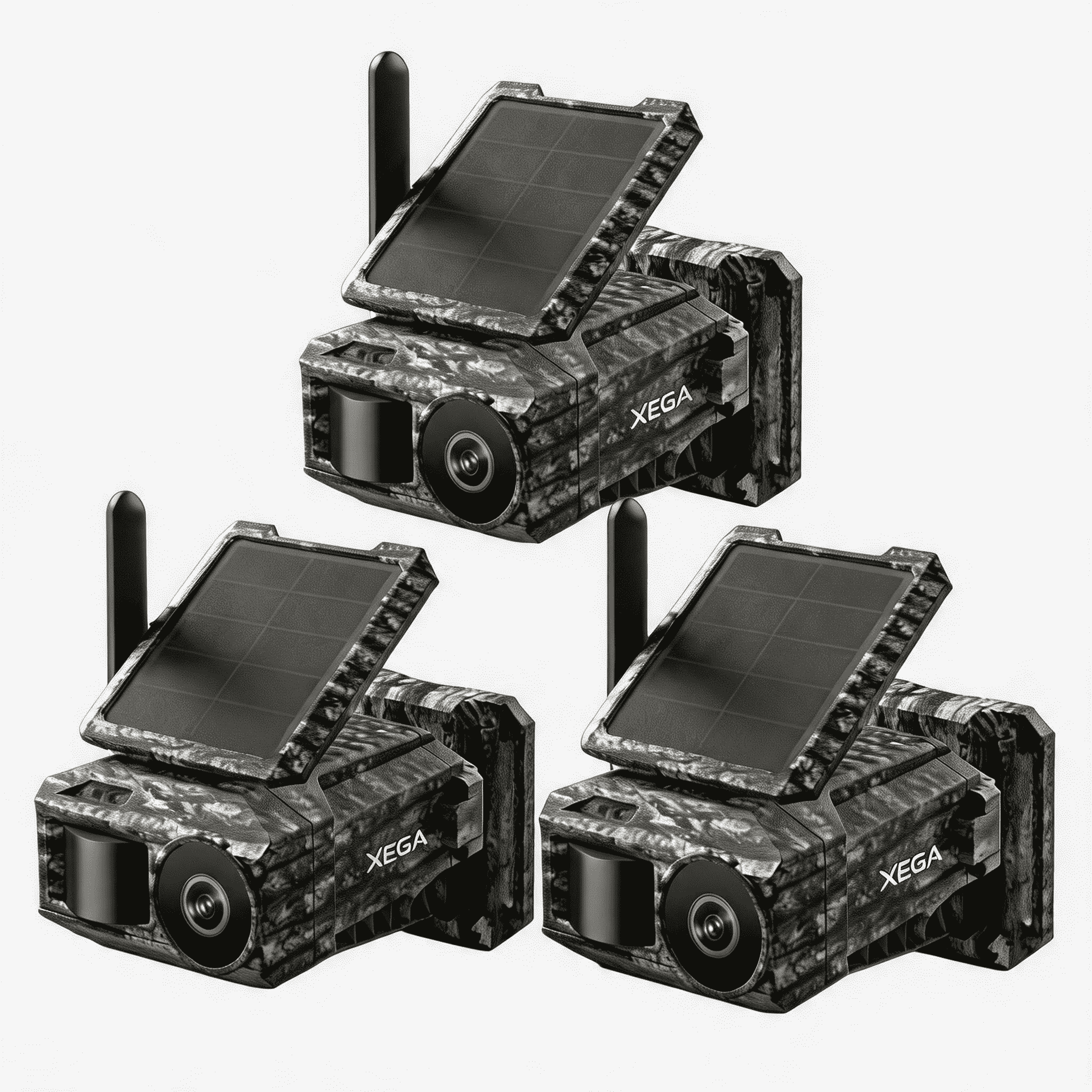 Xega 4G Caméra Solaire avec Carte SIM & 2 Panneaux, Extérieure Camera Chasse 4G sans Fil, Détection de Mouvement, Vision Nocturne sans Lumière