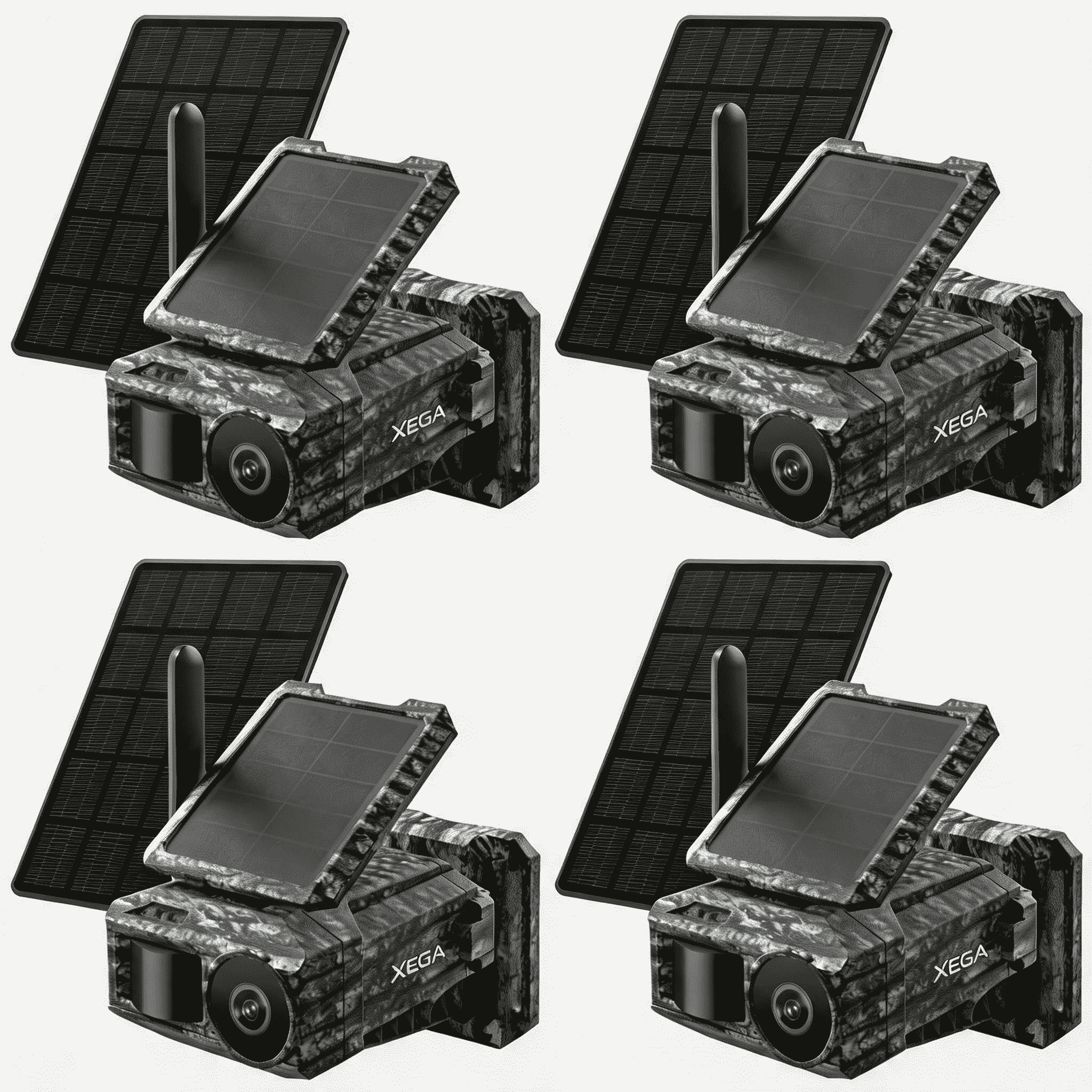 Xega 4G Caméra Solaire avec Carte SIM & 2 Panneaux, Extérieure Camera Chasse 4G sans Fil, Détection de Mouvement, Vision Nocturne sans Lumière