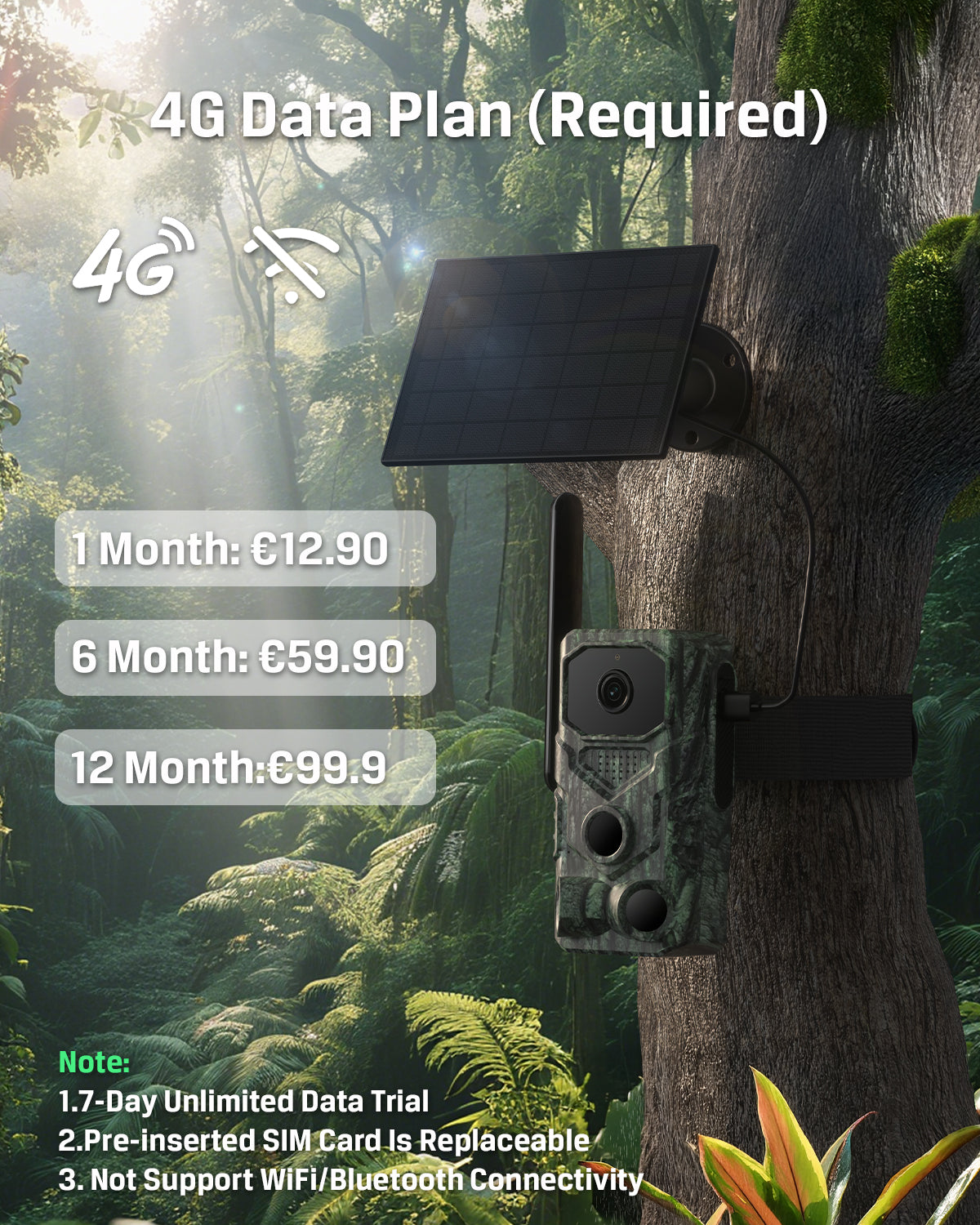 Xega 4G【3 PIR Détection】Caméra de Chasse,Caméra Animaux sans WiFi,940nm Nocturne Infrarouge Invisible,120° Angle,GPS