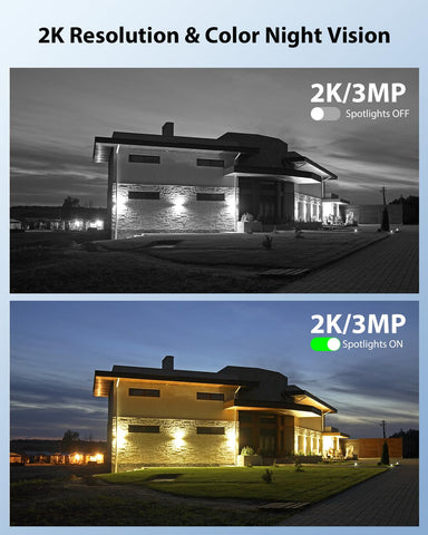 Xega Camera Solaire Exterieur WiFi sans Fil, 2K PTZ IP Camera Surveillance Vision Nocturne Colorée, Détection Humaine PIR, Étanche