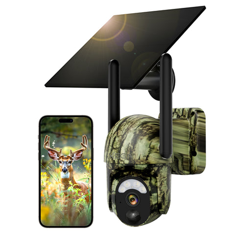 Xega 4G LTE Camera de Chasse Solaire Extérieure sans Fil, PIR Détection, Vision Nocturne Couleur, Etanche IP65