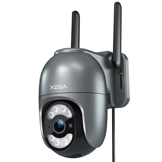 Xega 4G Caméra Surveillance, Filaire 24/7 Enregistrement Continu，Détection Humaine/Mouvement Suivi Automatique