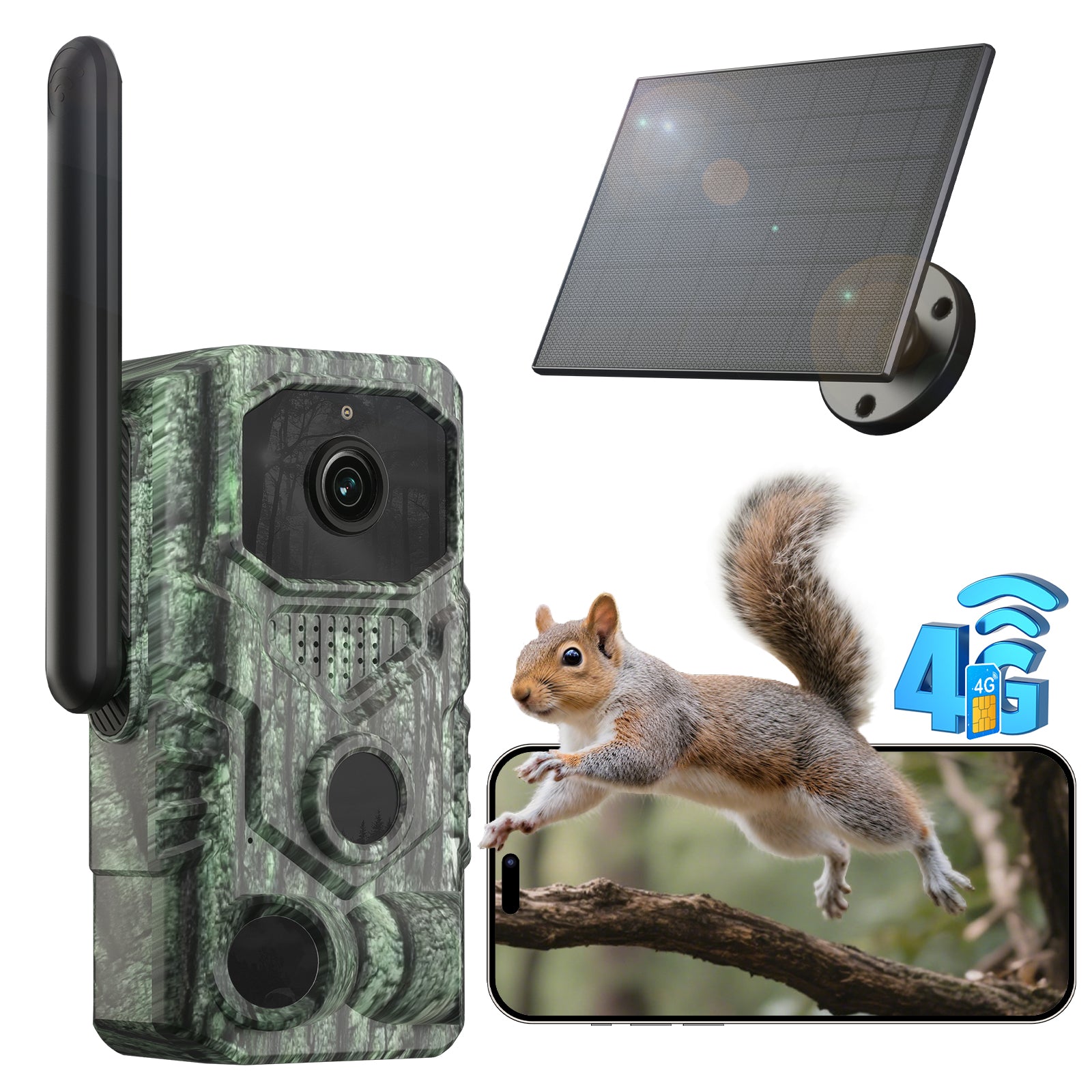 Xega 4G【3 PIR Détection】Caméra de Chasse,Caméra Animaux sans WiFi,940nm Nocturne Infrarouge Invisible,120° Angle,GPS