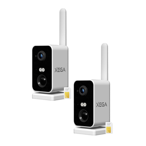 Xega Portable 4G Camera Surveillance avec Carte SIM, CCTV Caméra sans Wi-FI avec Batterie 10000mAh,Pan 180