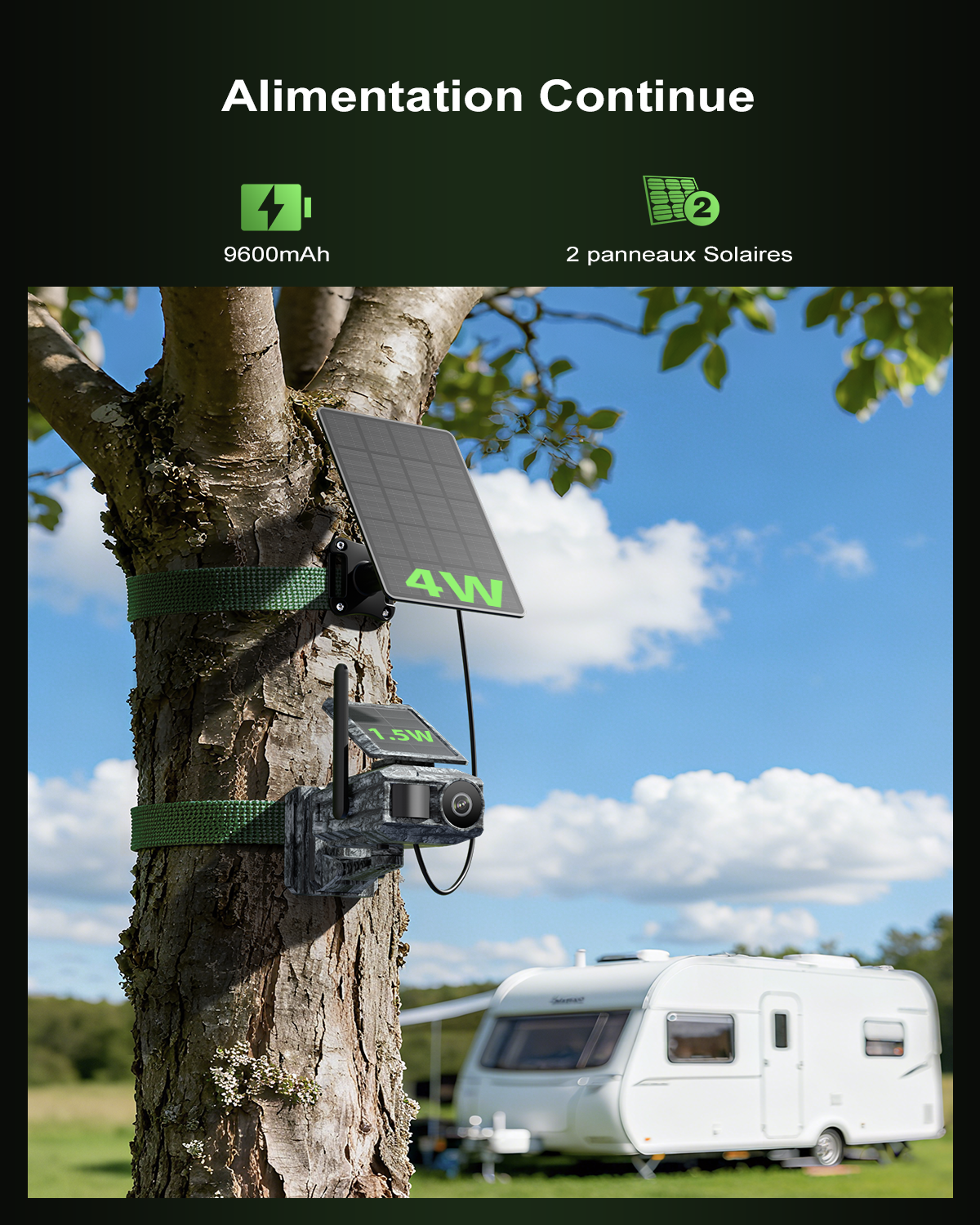 Xega 4G Caméra Solaire avec Carte SIM & 2 Panneaux, Extérieure Camera Chasse 4G sans Fil, Détection de Mouvement, Vision Nocturne sans Lumière