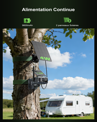 Xega 4G Caméra Solaire avec Carte SIM & 2 Panneaux, Extérieure Camera Chasse 4G sans Fil, Détection de Mouvement, Vision Nocturne sans Lumière
