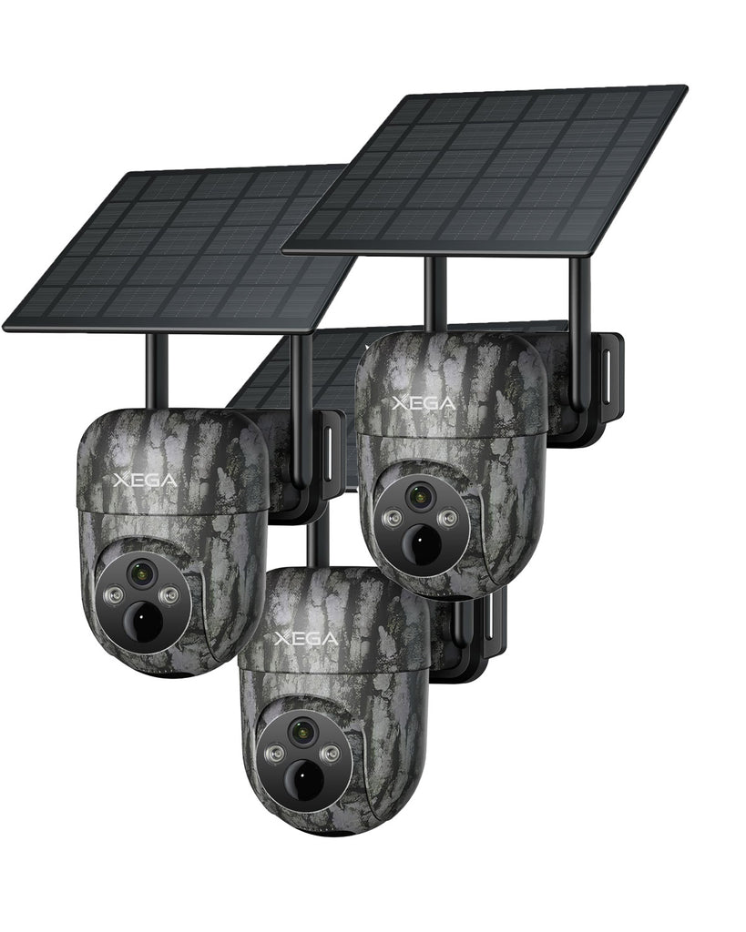 4G LTE Camera de Chasse avec Carte Sim, 2K 3MP IP Caméra Solaire Extérieure sans Fil à Batterie, PTZ Projecteur/Sirène Détection de Mouvement Personnalisée