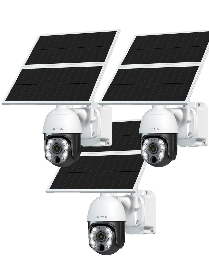 Xega 5MP【10X Zoom Optique】 4G LTE Caméra Surveillance avec Carte SIM 20W Panneau Solaire 30,000mAh Batterie Camera Enregistrement Continu 24/7