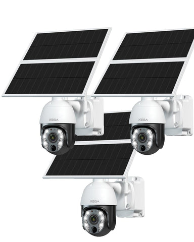 Xega 5MP【10X Zoom Optique】 4G LTE Caméra Surveillance avec Carte SIM 20W Panneau Solaire 30,000mAh Batterie Camera Enregistrement Continu 24/7