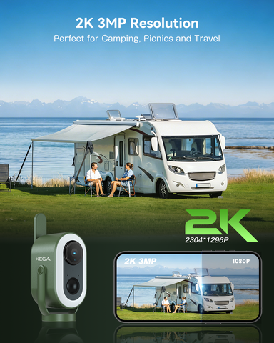 Xega 4G LTE Caméra Magnétique pour Camping pour RV/Camping/Voyage/Pique-Nique