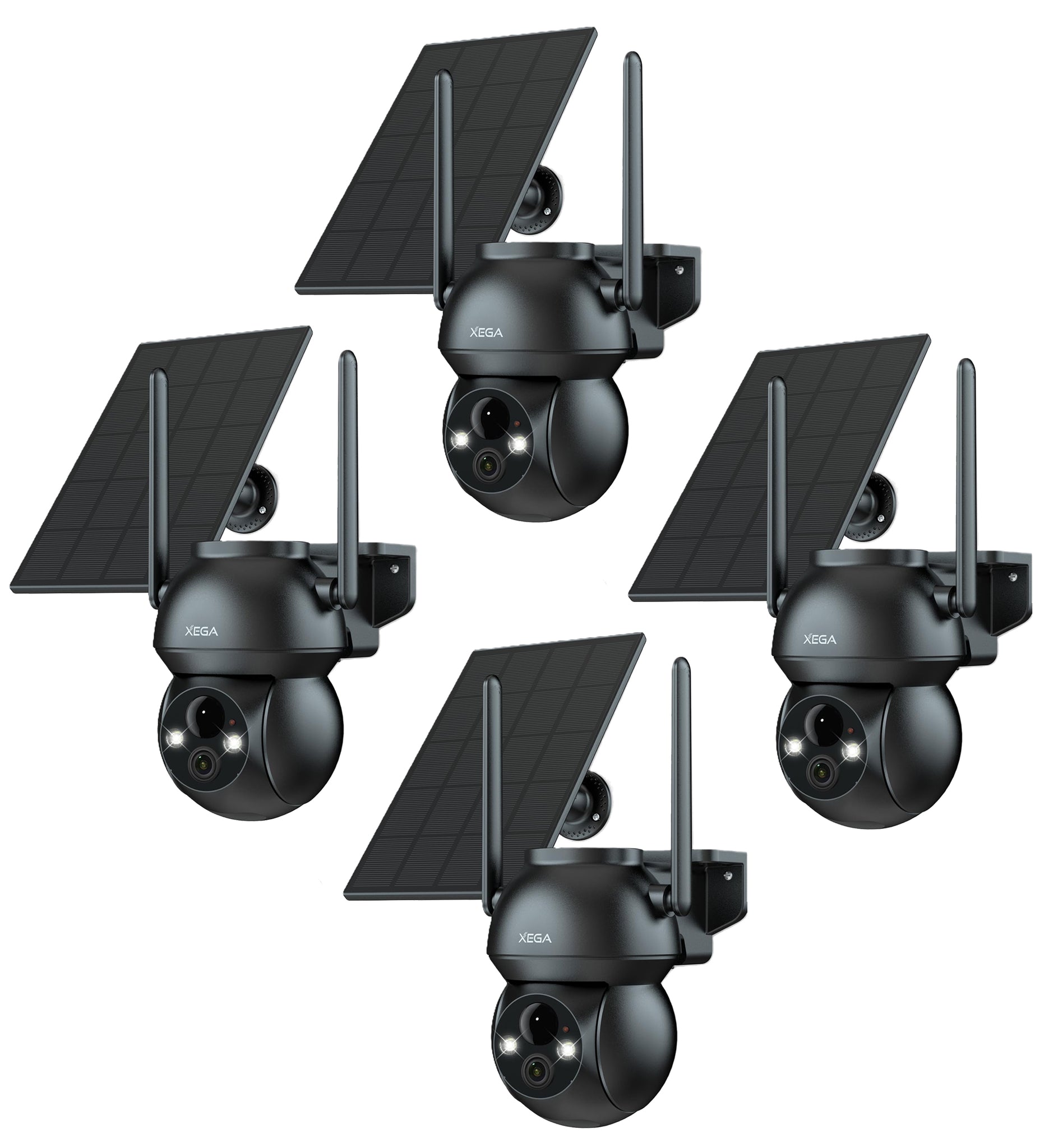 Xega Camera Solaire Exterieur WiFi sans Fil, 2K PTZ IP Camera Surveillance Vision Nocturne Colorée, Détection Humaine PIR, Étanche