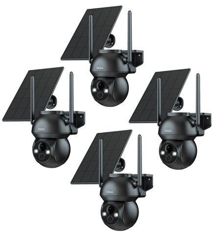 Xega Camera Solaire Exterieur WiFi sans Fil, 2K PTZ IP Camera Surveillance Vision Nocturne Colorée, Détection Humaine PIR, Étanche