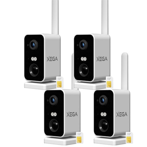 Xega Portable 4G Camera Surveillance avec Carte SIM, CCTV Caméra sans Wi-FI avec Batterie 10000mAh,Pan 180