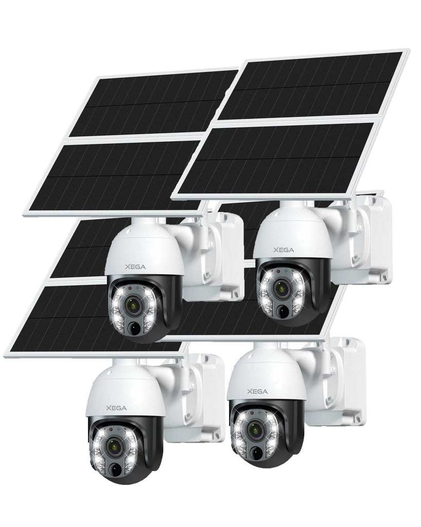 Xega 5MP【10X Zoom Optique】 4G LTE Caméra Surveillance avec Carte SIM 20W Panneau Solaire 30,000mAh Batterie Camera Enregistrement Continu 24/7