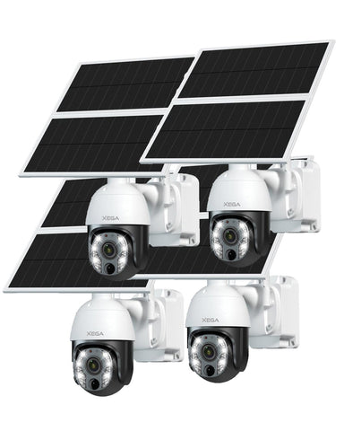 Xega 5MP【10X Zoom Optique】 4G LTE Caméra Surveillance avec Carte SIM 20W Panneau Solaire 30,000mAh Batterie Camera Enregistrement Continu 24/7