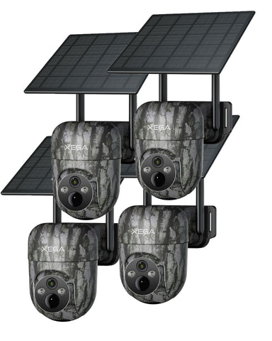 4G LTE Camera de Chasse avec Carte Sim, 2K 3MP IP Caméra Solaire Extérieure sans Fil à Batterie, PTZ Projecteur/Sirène Détection de Mouvement Personnalisée
