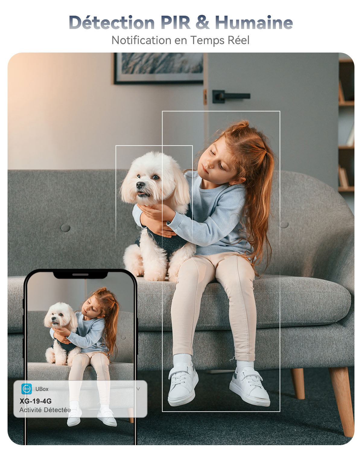 Xega 4G LTE Caméra Surveillance Intérieure avec Carte SIM sans Fil,Bébé/Animaux/Âgées, 6000mAh Batteries,PIR Détection