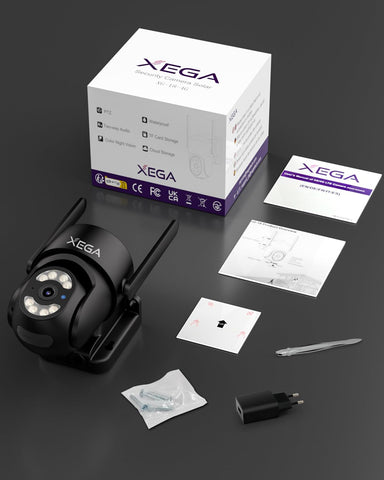 Xega 4G LTE Caméra Surveillance avec Carte SIM【24/7 Enregistrement】, AI Détection Humaine Suivi