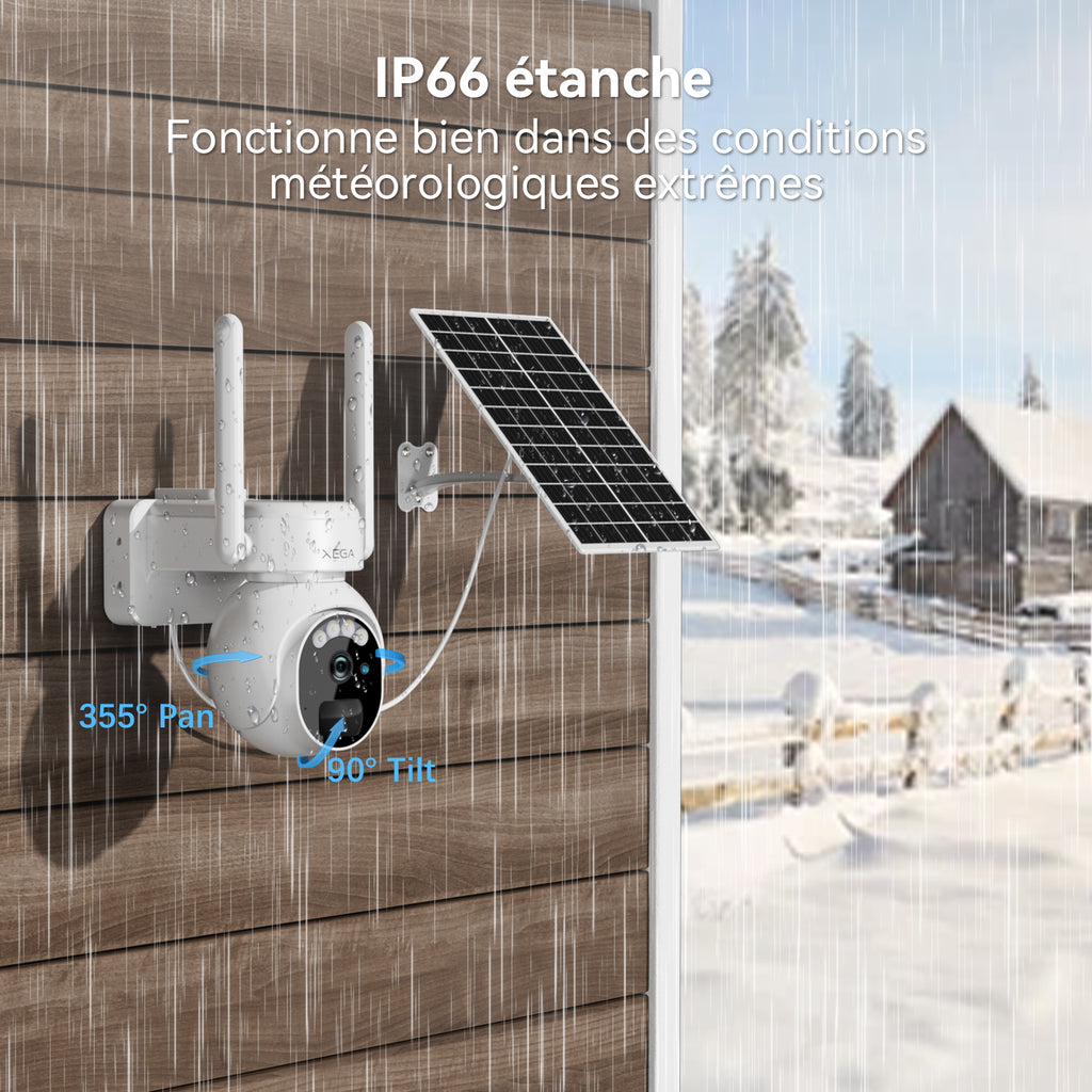 Xega 3G/4G LTE Caméra Surveillance avec Carte Sim Panneau Solaire, IP ...