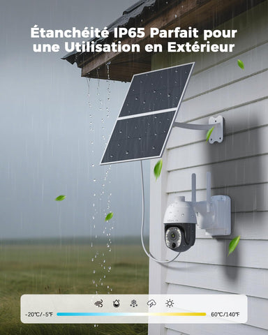 Xega 5MP【10X Zoom Optique】 4G LTE Caméra Surveillance avec Carte SIM 20W Panneau Solaire 30,000mAh Batterie Camera Enregistrement Continu 24/7