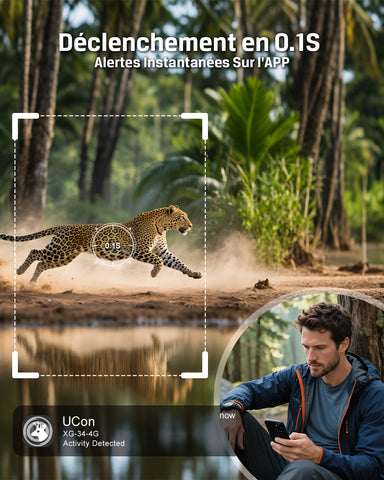Xega 4G【3 PIR Détection】Caméra de Chasse,Caméra Animaux sans WiFi,940nm Nocturne Infrarouge Invisible,120° Angle,GPS