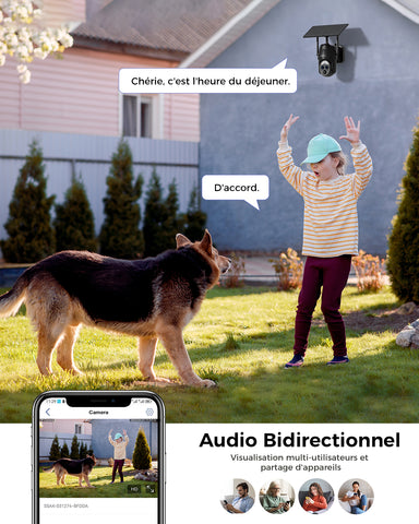 【12X-Hybrid Zoom】Xega Caméra WiFi Exterieur sans fil Solaire Double Objectif, AI Détection Personne, 2K Caméra Surveillance , Etanche IP67