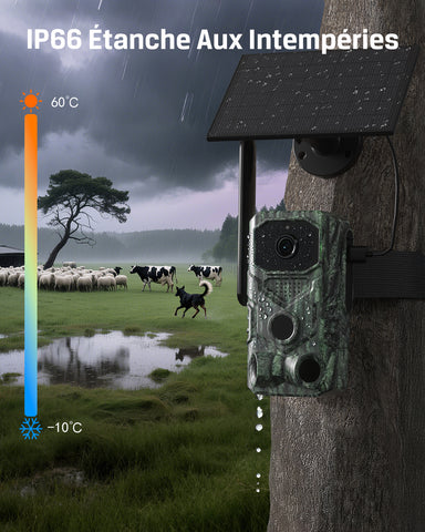 Xega 4G【3 PIR Détection】Caméra de Chasse,Caméra Animaux sans WiFi,940nm Nocturne Infrarouge Invisible,120° Angle,GPS
