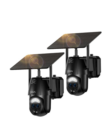 【12X-Hybrid Zoom】Xega Caméra WiFi Exterieur sans fil Solaire Double Objectif, AI Détection Personne, 2K Caméra Surveillance , Etanche IP67