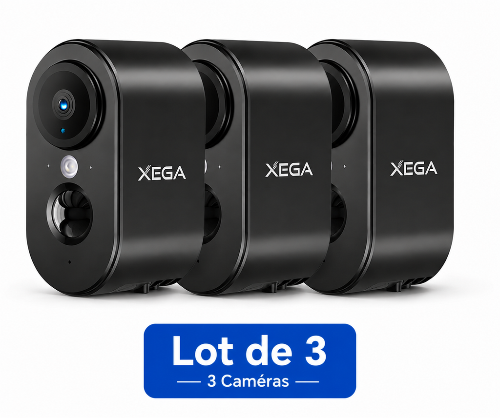 Xega 3G/4G LTE caméra de sécurité Intérieur avec Carte SIM, Vision Nocturne Couleur, Audio 2 Voies