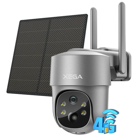 3G/4G LTE Caméra Surveillance Solaire Extérieure sans Fil, Vision Nocturne HD,inclinable à 355°/90°