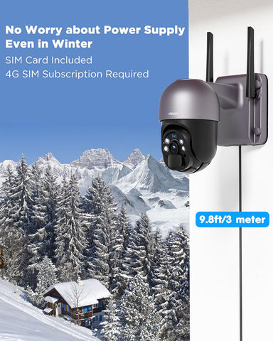 Xega 4G LTE Caméra Surveillance Solaire avec Carte SIM 20W Panneau Solaire,【Enregistrement Continu 24/7】20,000mAh Batterie