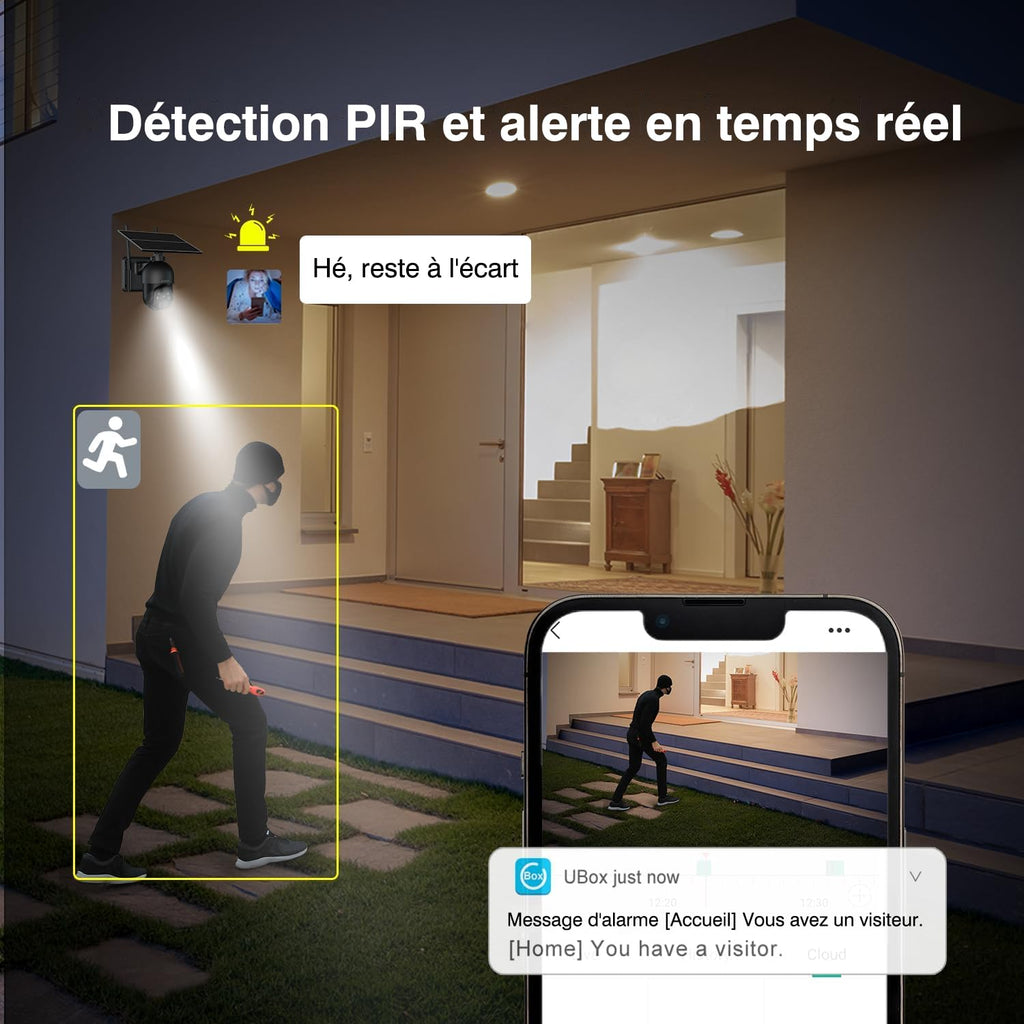 3G/4G 2K HD LTE caméra de sécurité sans fil à énergie Solaire, PIR DÉtection De Mouvement, Alerte InstantanÉe