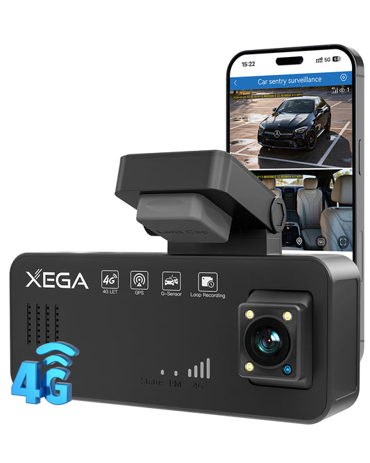 XEGA 2K 4G Dashcam Voiture avec Carte SIM, OBD Camera Voiture sans WiFi
