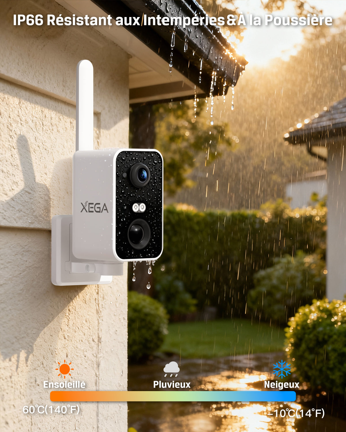 Xega Portable 4G Camera Surveillance avec Carte SIM, CCTV Caméra sans Wi-FI avec Batterie 10000mAh,Pan 180