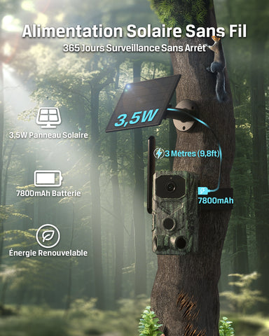 Xega 4G【3 PIR Détection】Caméra de Chasse,Caméra Animaux sans WiFi,940nm Nocturne Infrarouge Invisible,120° Angle,GPS