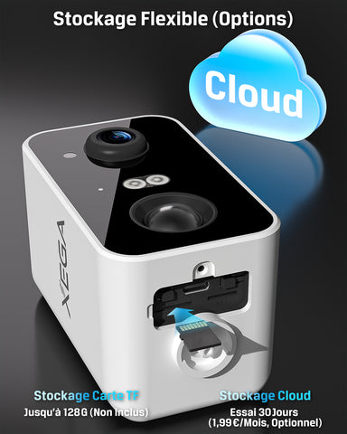 Xega Portable 4G Camera Surveillance avec Carte SIM, CCTV Caméra sans Wi-FI avec Batterie 10000mAh,Pan 180