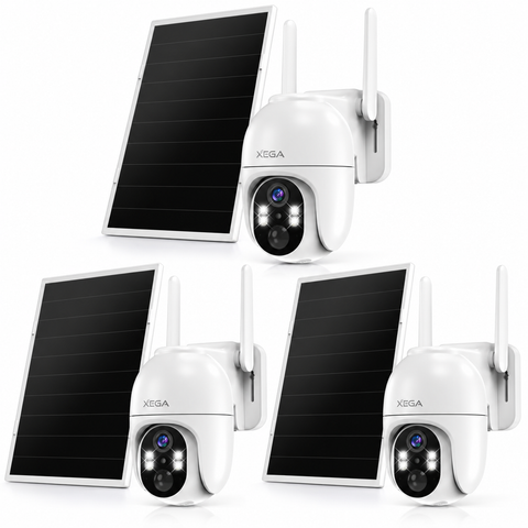 Xega 4G LTE Caméra Surveillance Solaire avec Carte SIM,Enregistrement 24h