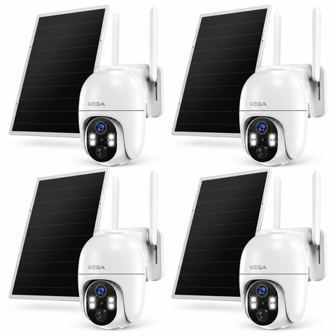 Xega 4G LTE Caméra Surveillance Solaire avec Carte SIM,Enregistrement 24h