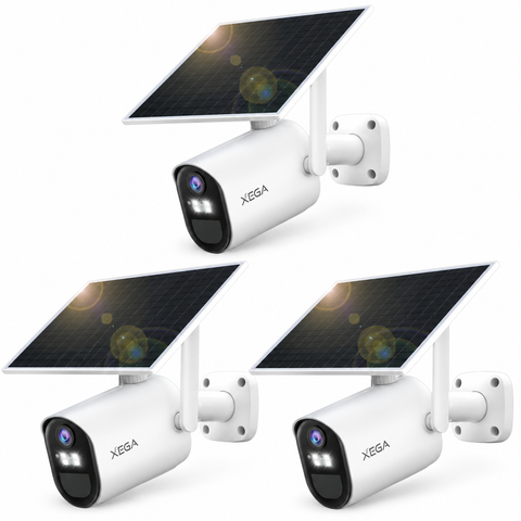 Xega Caméra de Surveillance 4G Solaire 2K avec Carte SIM – Sans Wi‑Fi, Batterie 7 800 mAh
