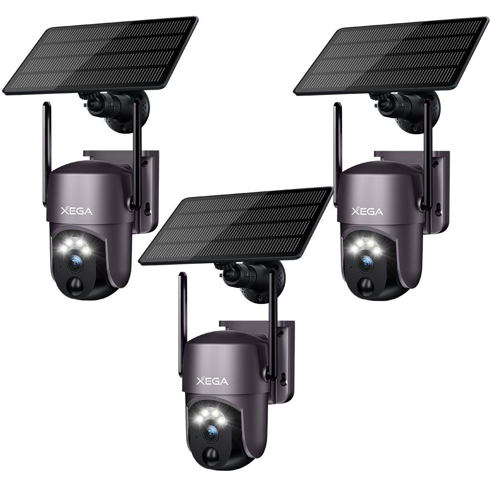 Caméra de sécurité Solaire extérieure sans Fil, caméra de vidéosurveillance PTZ 2K Wi-FI PIR/AI Détection Humaine Audio bidirectionnel - fr.xega 