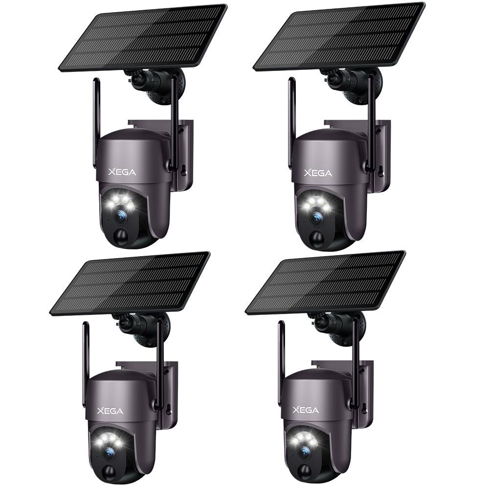 Caméra de sécurité Solaire extérieure sans Fil, caméra de vidéosurveillance PTZ 2K Wi-FI PIR/AI Détection Humaine Audio bidirectionnel - fr.xega 