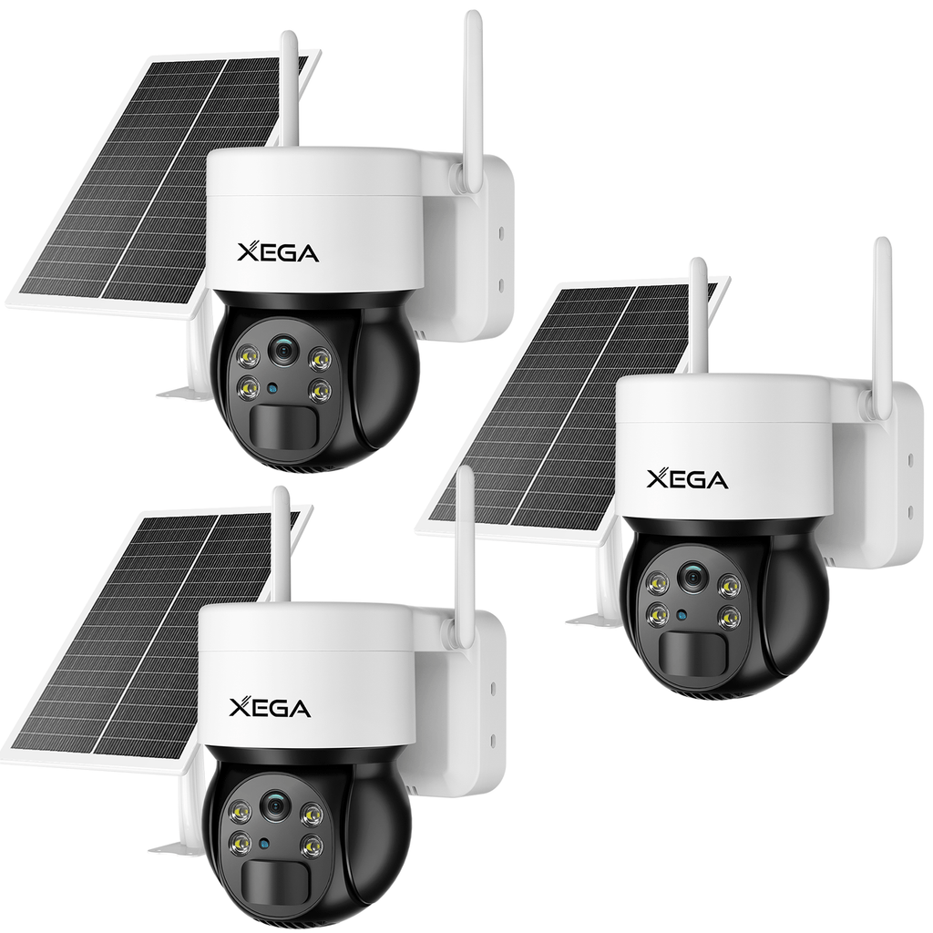 2K 3G/4G LTE 360° Surveillance Solaire Extérieure sans Fil PTZ Caméra, Capteur de Mouvement PIR - fr.xega 