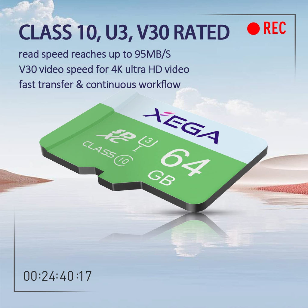 Xega 64G/128G Memory Card, UHS-I Flash SD Card, High Speed Up to 100MB/s, Class 10, U3, V30, A1, EXFAT TF Card - fr.xega 